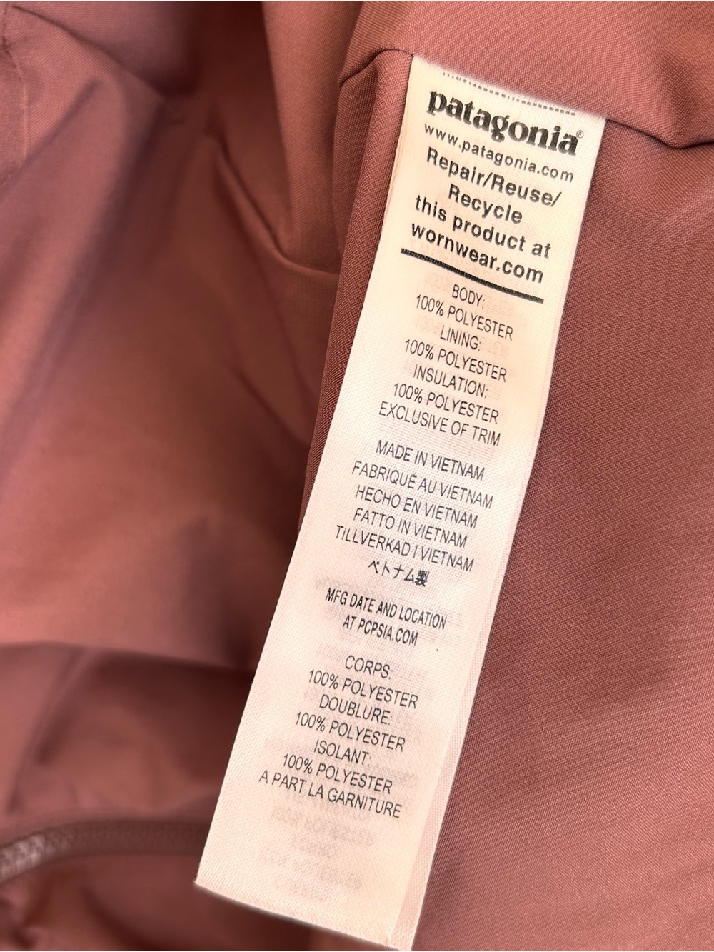 Patagonia Womens XL Mauve Puffer Jacket - Picture 7 of 10